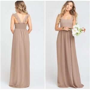 Show Me Your Mumu June Maxi Dress Dune Chiffon Taupe Brown Size Large